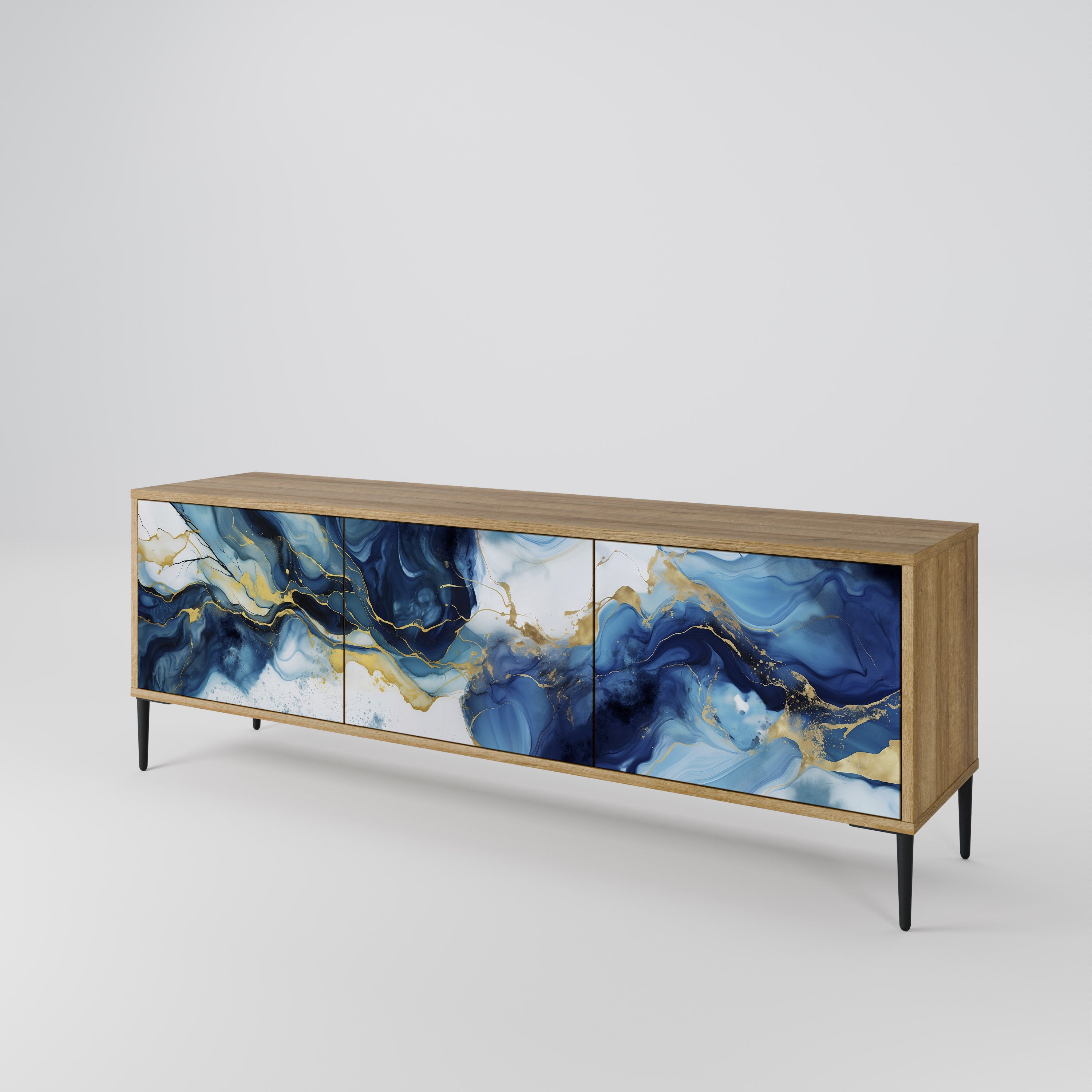 INKY MARBLE Mueble de TV de 3 Puertas