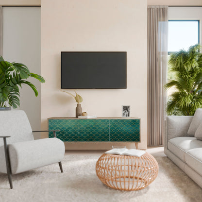 TESSELATED GREENERY Mueble de TV de 3 Puertas