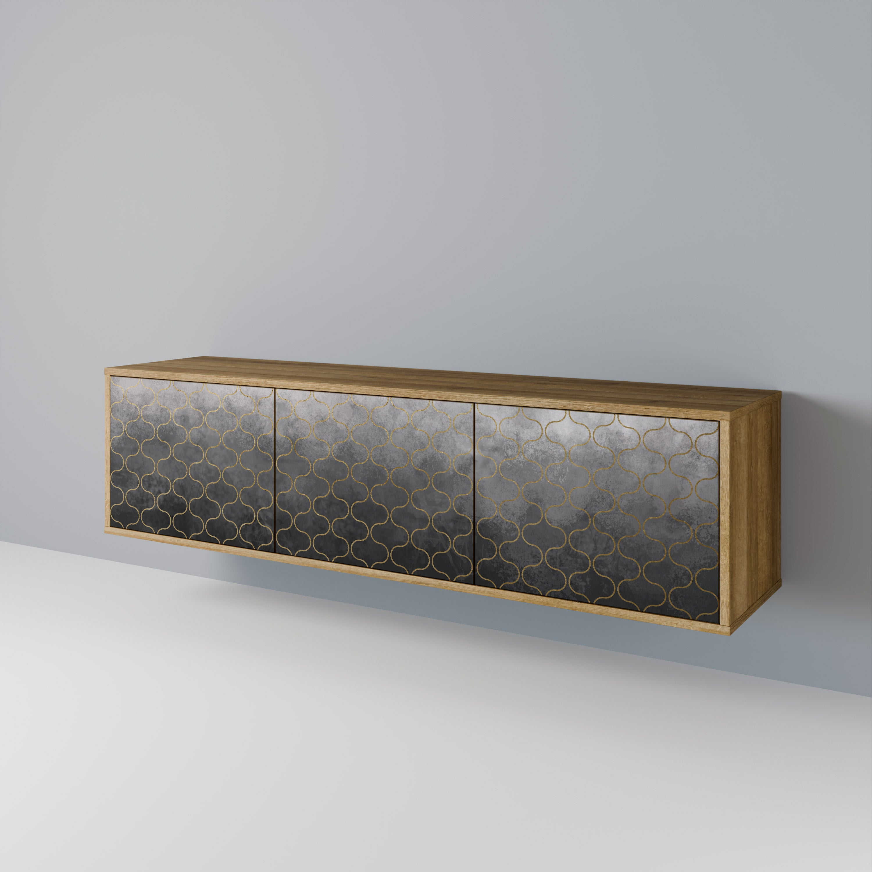 TESSELATED GRAYISH Mueble de TV de 3 Puertas