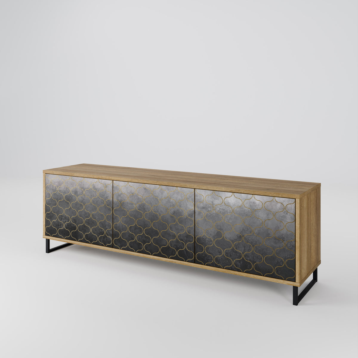TESSELATED GRAYISH Mueble de TV de 3 Puertas