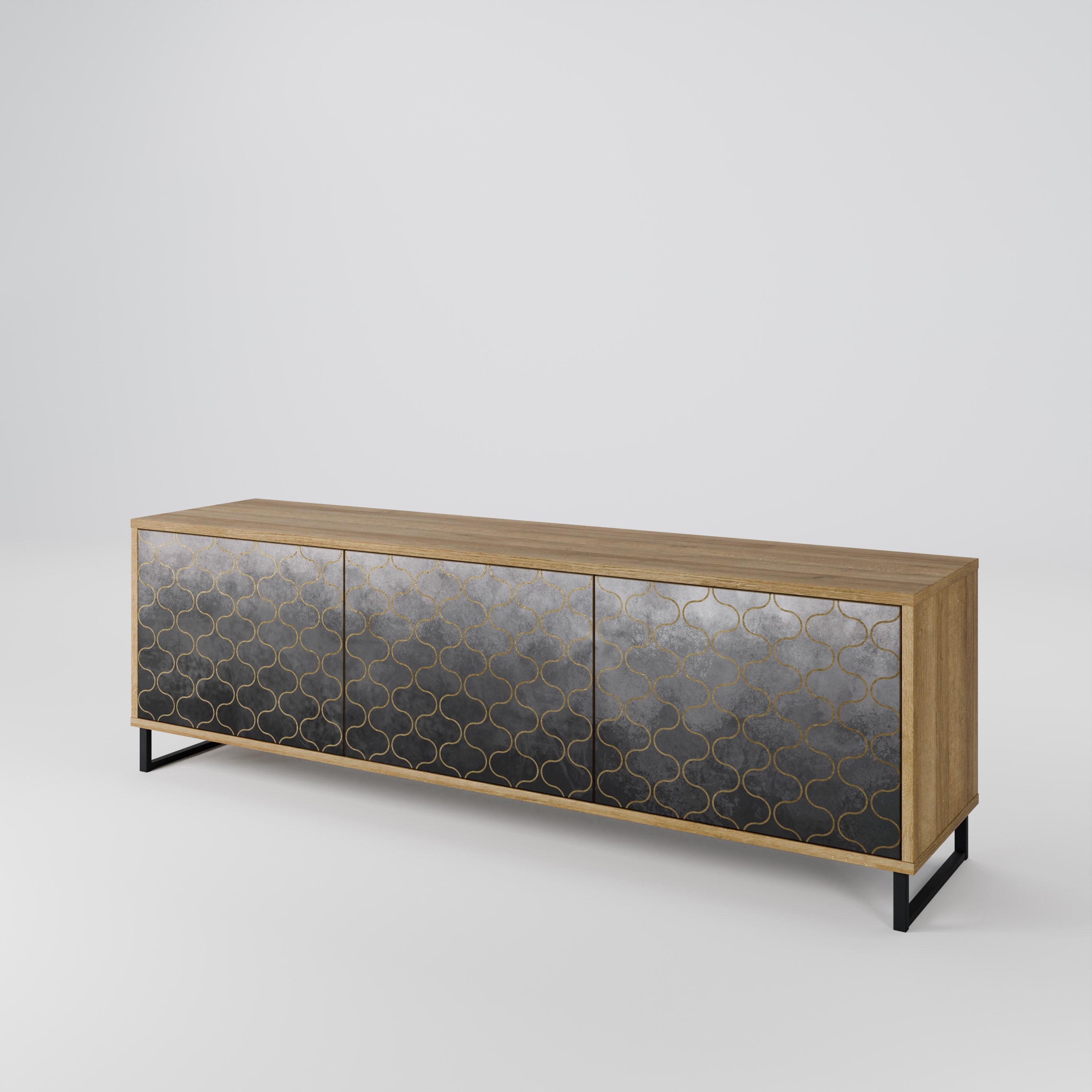 TESSELATED GRAYISH Mueble de TV de 3 Puertas