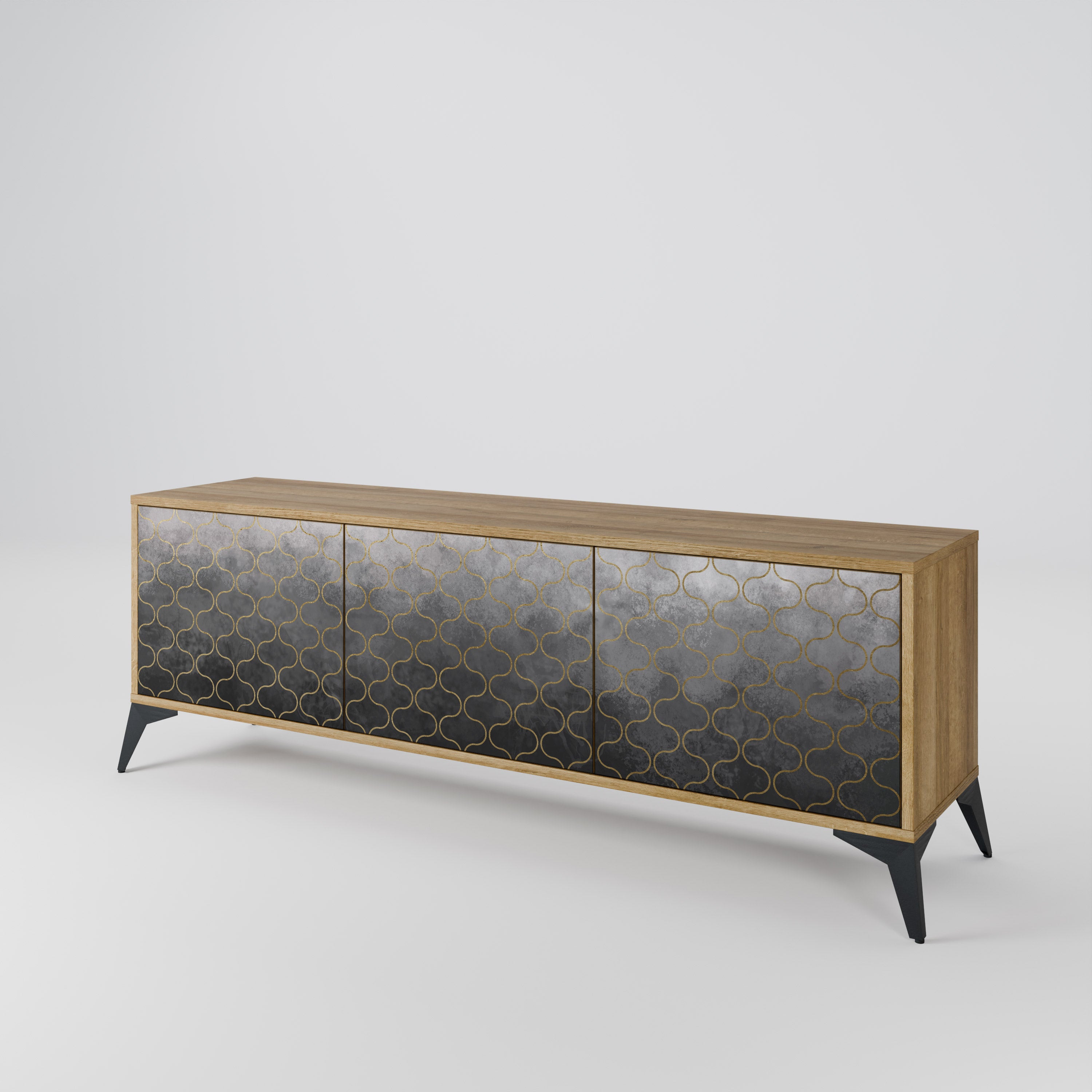 TESSELATED GRAYISH Mueble de TV de 3 Puertas
