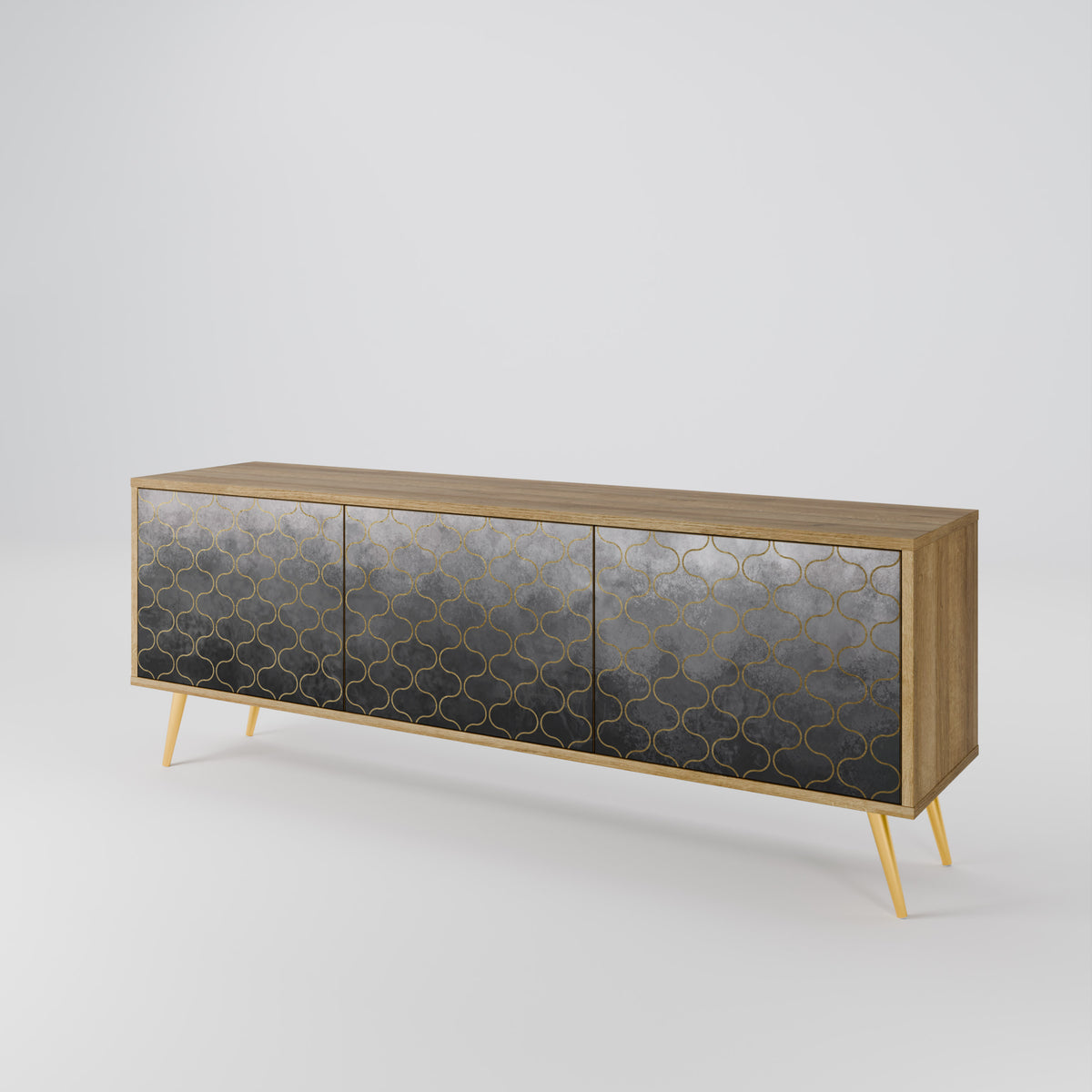 TESSELATED GRAYISH Mueble de TV de 3 Puertas