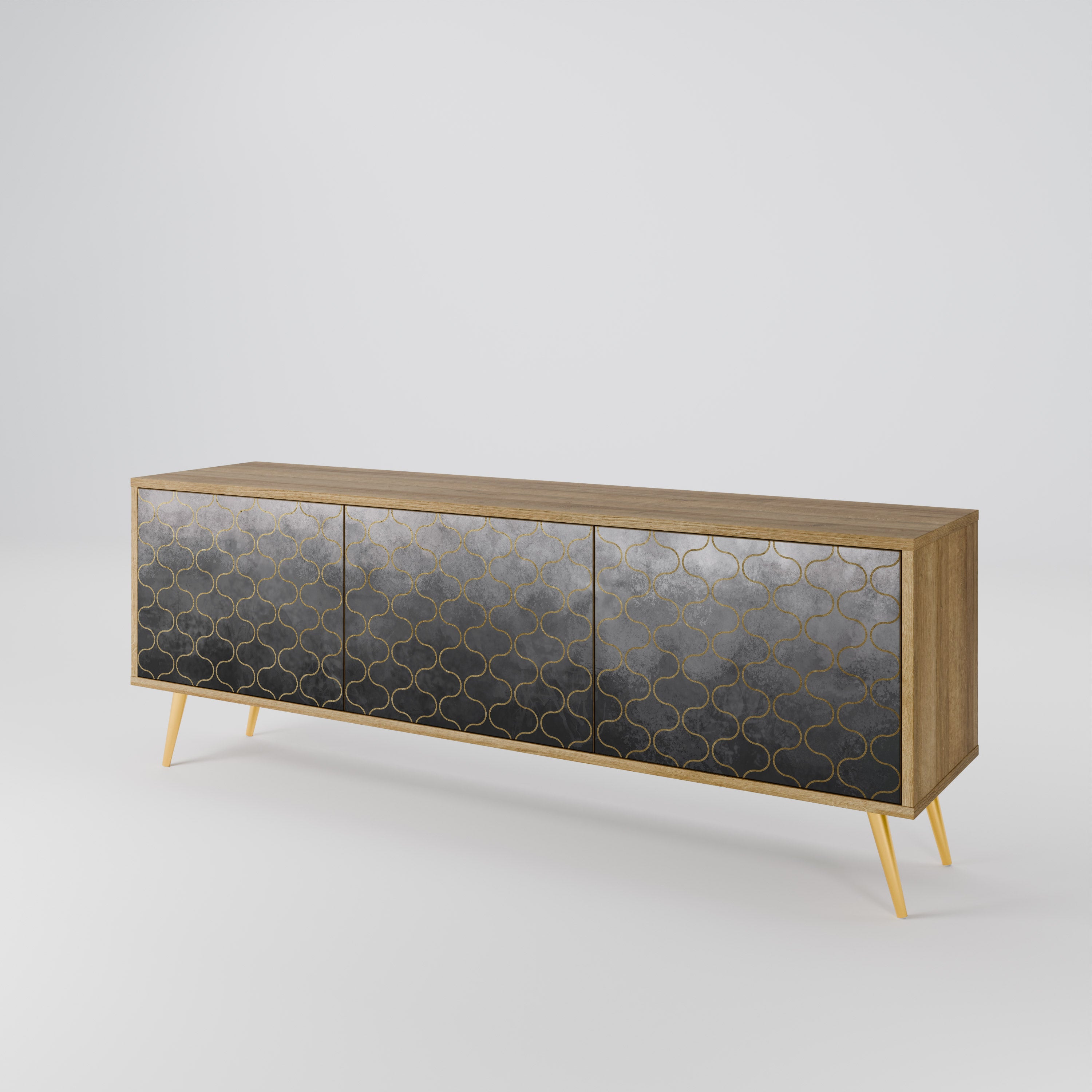 TESSELATED GRAYISH Mueble de TV de 3 Puertas