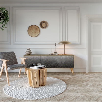 TESSELATED GRAYISH Mueble de TV de 3 Puertas