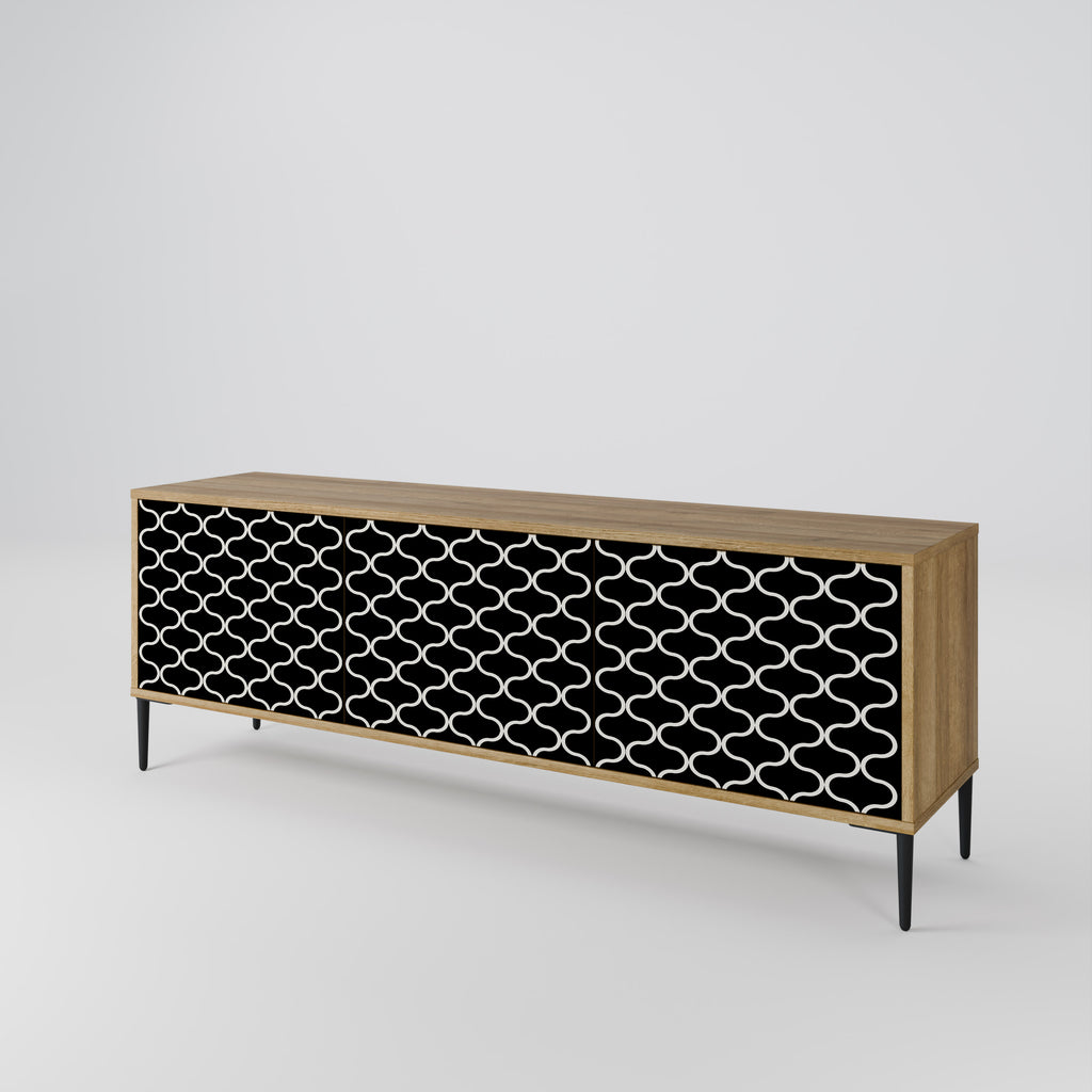 TESSELATED BLACKNESS 3-Door TV Stand in Oak Effect