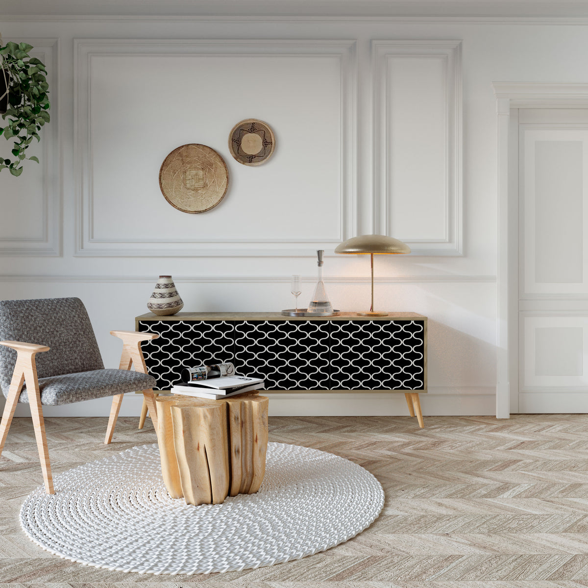 TESSELATED BLACKNESS Mueble de TV de 3 Puertas