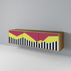 PIANO FANTASY Mueble de TV de 3 Puertas en Efecto Roble