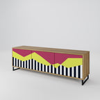 PIANO FANTASY Mueble de TV de 3 Puertas en Efecto Roble