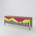 PIANO FANTASY Mueble de TV de 3 Puertas en Efecto Roble