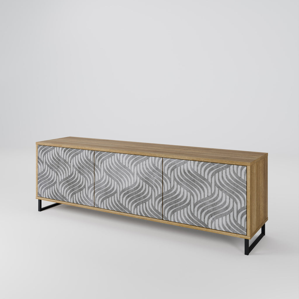 CONCRETE MOVEMENT 3-Door TV Stand in Oak Effect
