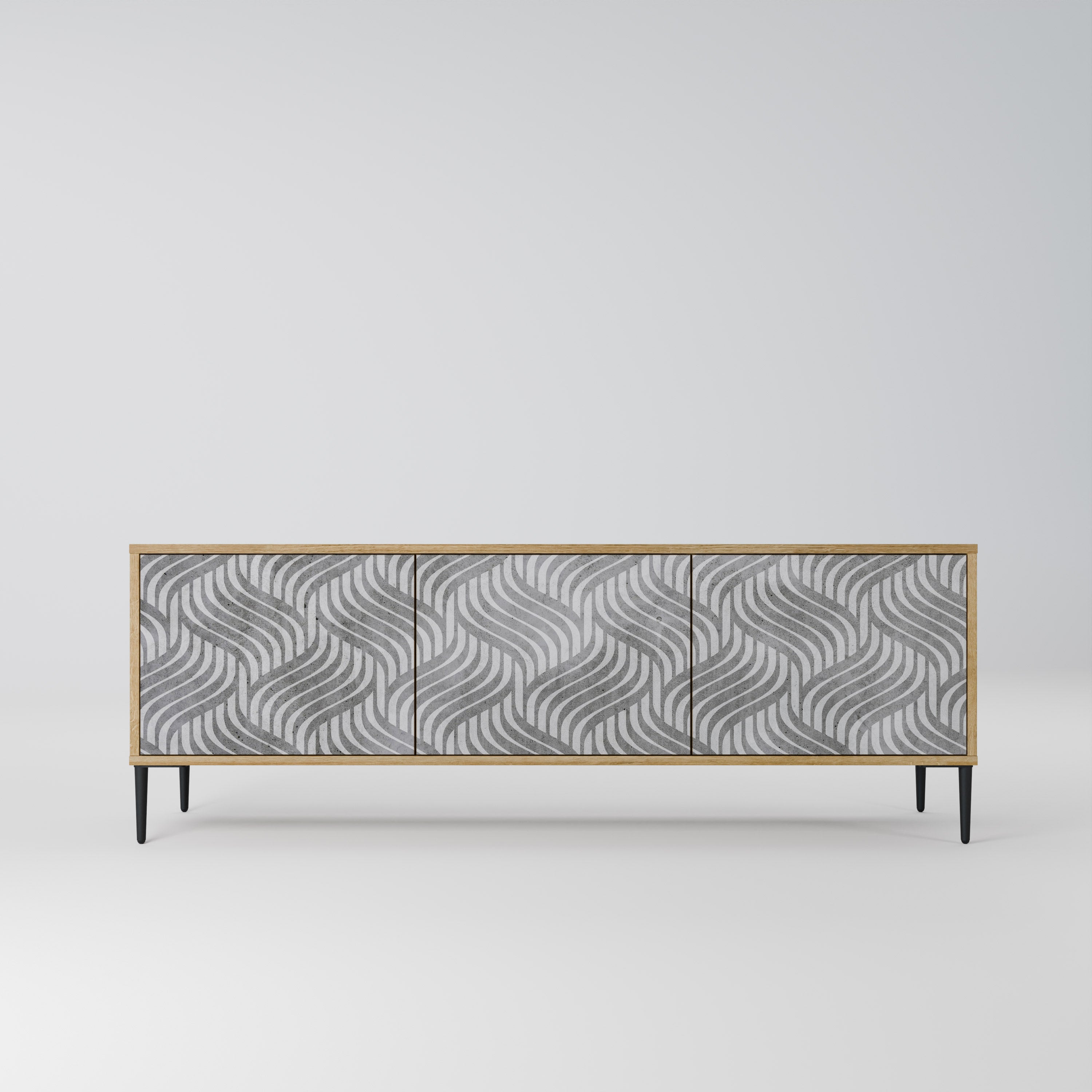CONCRETE MOVEMENT 3-Door TV Stand in Oak Effect