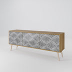 CONCRETE MOVEMENT Mueble de TV de 3 Puertas en Efecto Roble