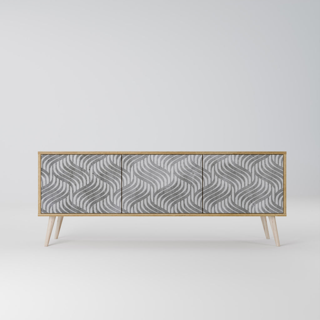 CONCRETE MOVEMENT 3-Door TV Stand in Oak Effect