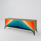 PRISM CONCUSSION Mueble de TV de 3 Puertas en Efecto Roble