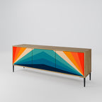 PRISM CONCUSSION Mueble de TV de 3 Puertas en Efecto Roble