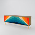 PRISM CONCUSSION Mueble de TV de 3 Puertas en Efecto Roble