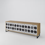 GHOSTLY GRADIENTS Mueble de TV de 3 Puertas en Efecto Roble