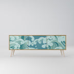 ASIAN SWAY Mueble de TV de 3 Puertas en Efecto Roble