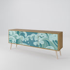 ASIAN SWAY Mueble de TV de 3 Puertas en Efecto Roble