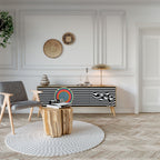 SPECTRA SHOWCASE Mueble de TV de 3 Puertas en Efecto Roble