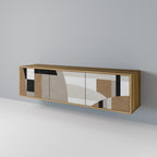 DELICATE MEMENTO Mueble de TV de 3 Puertas en Efecto Roble