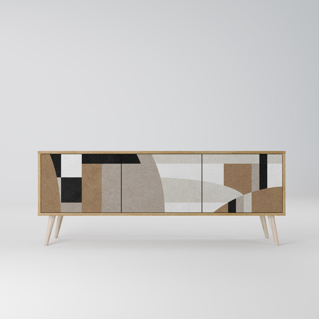 DELICATE MEMENTO 3-Door TV Stand in Oak Effect