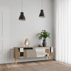 DELICATE MEMENTO Mueble de TV de 3 Puertas en Efecto Roble