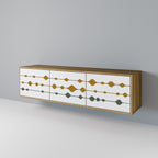 VIVID TONE Mueble de TV de 3 Puertas en Efecto Roble