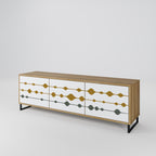 VIVID TONE Mueble de TV de 3 Puertas en Efecto Roble