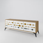 VIVID TONE Mueble de TV de 3 Puertas en Efecto Roble