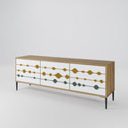 VIVID TONE Mueble de TV de 3 Puertas en Efecto Roble