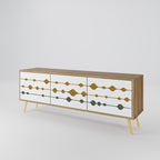 VIVID TONE Mueble de TV de 3 Puertas en Efecto Roble