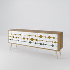 VIVID TONE Mueble de TV de 3 Puertas en Efecto Roble