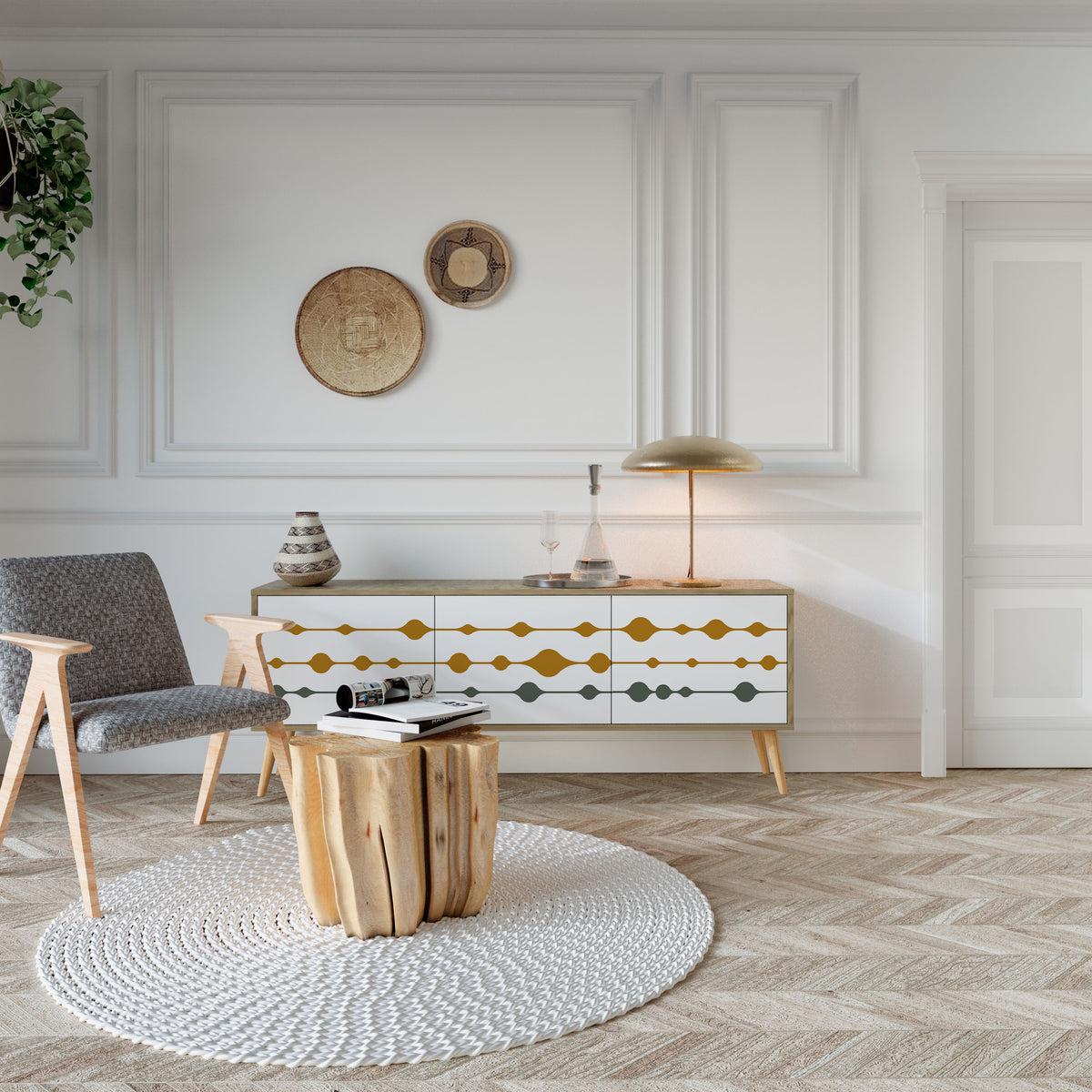 VIVID TONE Mueble de TV de 3 Puertas