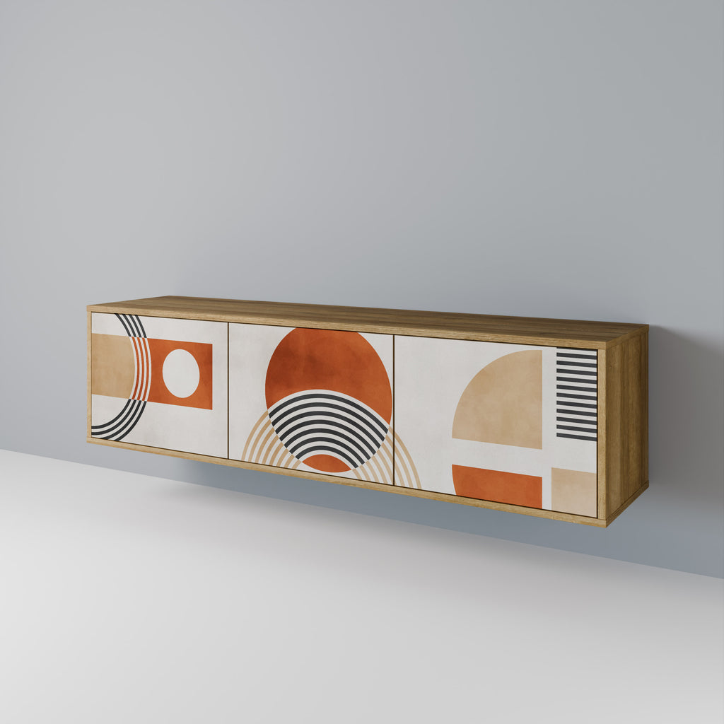 Mueble de TV de 3 puertas SPACE AROUND con efecto roble