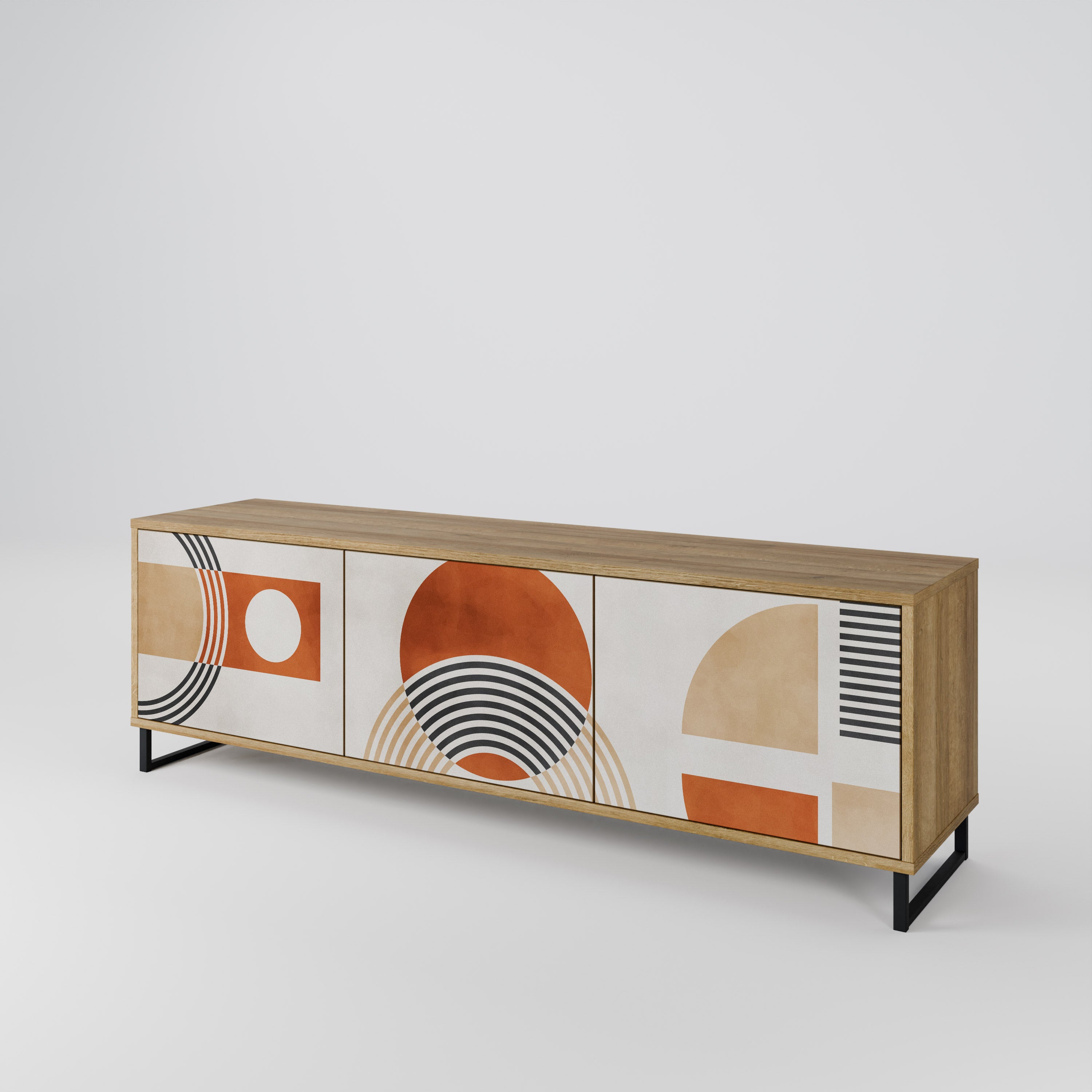 Mueble de TV de 3 puertas SPACE AROUND con efecto roble