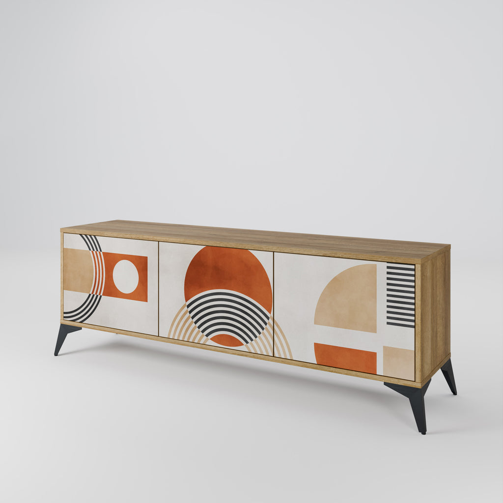 Mueble de TV de 3 puertas SPACE AROUND con efecto roble