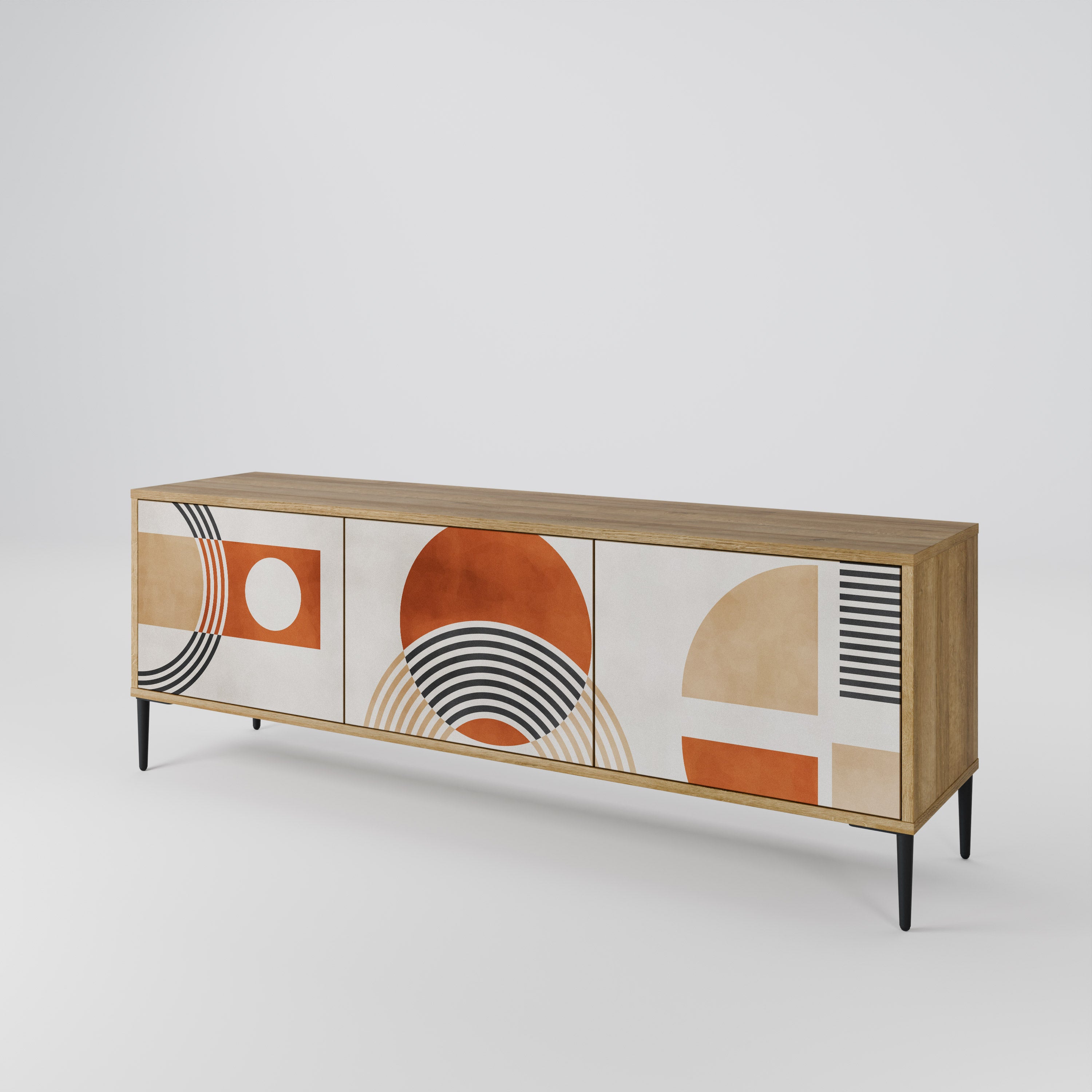 Mueble de TV de 3 puertas SPACE AROUND con efecto roble