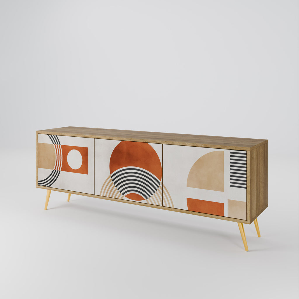 Mueble de TV de 3 puertas SPACE AROUND con efecto roble