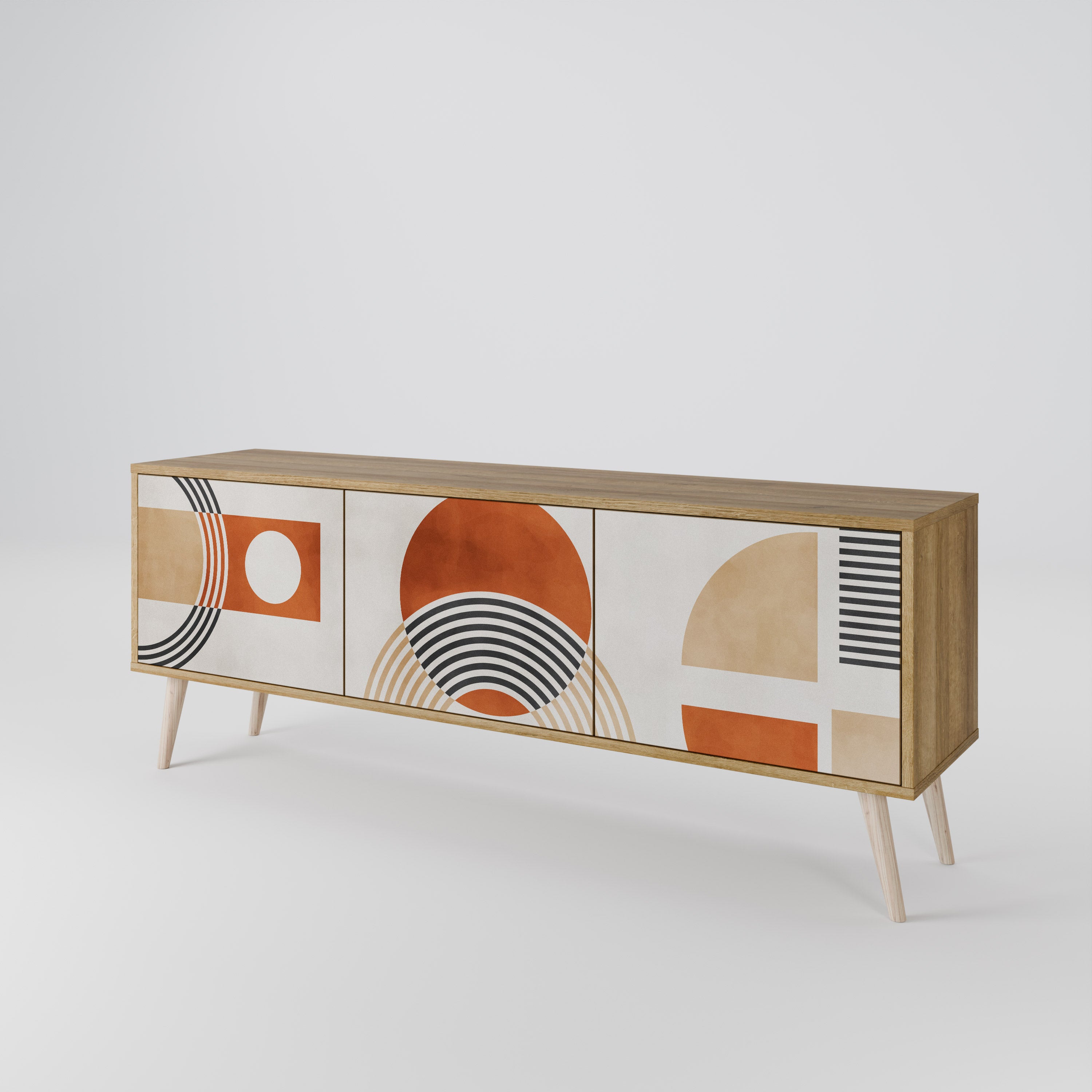 Mueble de TV de 3 puertas SPACE AROUND con efecto roble