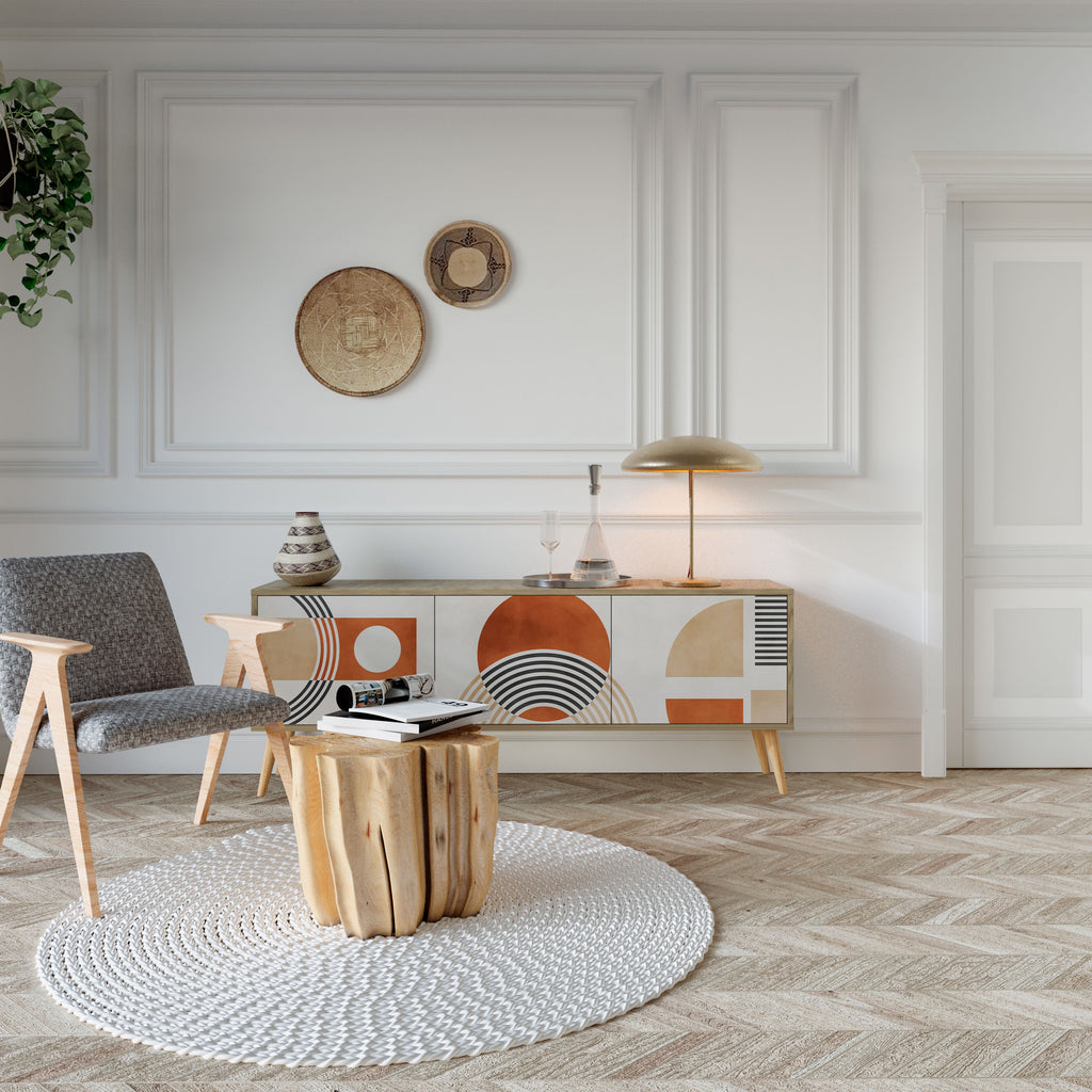 Mueble de TV de 3 puertas SPACE AROUND con efecto roble