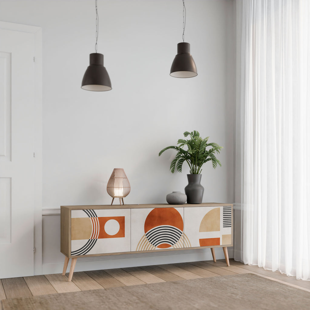Mueble de TV de 3 puertas SPACE AROUND con efecto roble