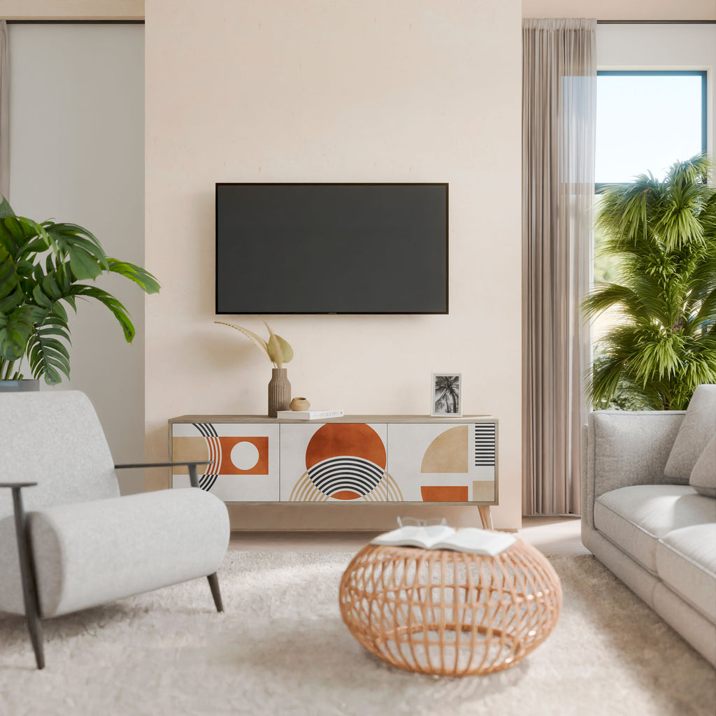 Mueble de TV de 3 puertas SPACE AROUND con efecto roble
