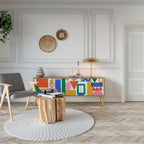 GEOMETRIC GLIMMER 3-Door TV Stand in Oak Effect