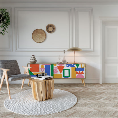 GEOMETRIC GLIMMER Mueble de TV de 3 Puertas