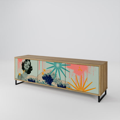 KANAGAWA BEAUTY Mueble de TV de 3 Puertas