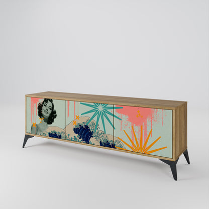 KANAGAWA BEAUTY Mueble de TV de 3 Puertas