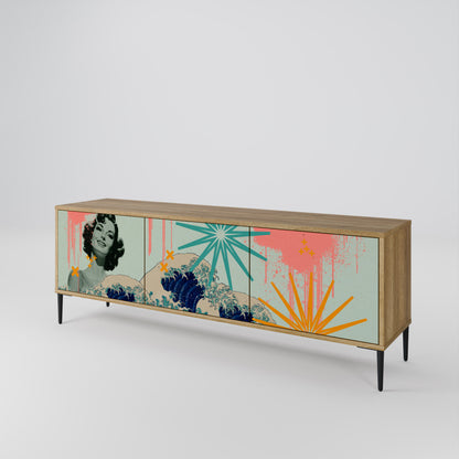KANAGAWA BEAUTY Mueble de TV de 3 Puertas
