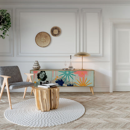 KANAGAWA BEAUTY Mueble de TV de 3 Puertas